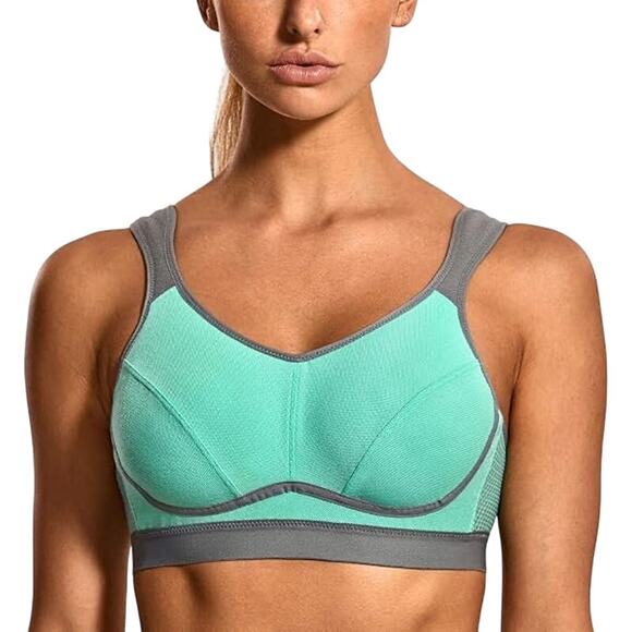Syrokan High Impact Bounce Control Wireless Sports Bra Turquoise Size 32D A196 - Picture 1 of 7